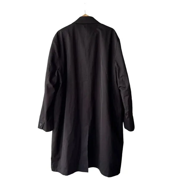 RALPH LAUREN Men’s Overcoat Black Designer Gothic Double Lining Size 50L Long